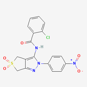 2-chloro-N-(2-(4-nitrophenyl)-5,5-dioxido-4,6-dihydro-2H-thieno[3,4-c]pyrazol-3-yl)benzamide