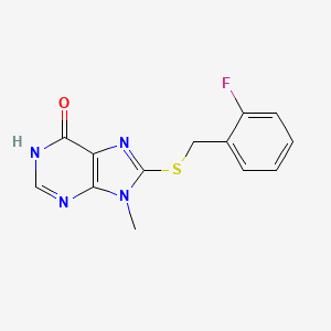 molecular formula C13H11FN4OS B11221856 8-[(2-fluorobenzyl)sulfanyl]-9-methyl-1,9-dihydro-6H-purin-6-one 