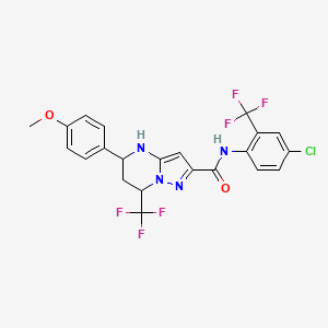 molecular formula C22H17ClF6N4O2 B11221868 N-[4-chloro-2-(trifluoromethyl)phenyl]-5-(4-methoxyphenyl)-7-(trifluoromethyl)-4,5,6,7-tetrahydropyrazolo[1,5-a]pyrimidine-2-carboxamide 