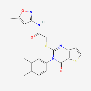 2-{[3-(3,4-dimethylphenyl)-4-oxo-3,4-dihydrothieno[3,2-d]pyrimidin-2-yl]sulfanyl}-N-(5-methyl-1,2-oxazol-3-yl)acetamide