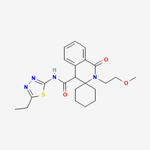 molecular formula C22H28N4O3S B11222034 N-(5-ethyl-1,3,4-thiadiazol-2-yl)-2'-(2-methoxyethyl)-1'-oxo-1',4'-dihydro-2'H-spiro[cyclohexane-1,3'-isoquinoline]-4'-carboxamide 