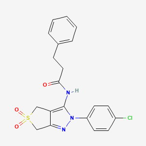 N-(2-(4-chlorophenyl)-5,5-dioxido-4,6-dihydro-2H-thieno[3,4-c]pyrazol-3-yl)-3-phenylpropanamide