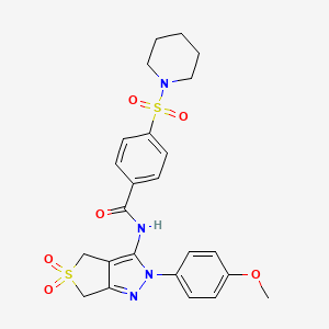 N-(2-(4-methoxyphenyl)-5,5-dioxido-4,6-dihydro-2H-thieno[3,4-c]pyrazol-3-yl)-4-(piperidin-1-ylsulfonyl)benzamide