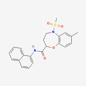 molecular formula C22H22N2O4S B11222045 7-methyl-5-(methylsulfonyl)-N-(naphthalen-1-yl)-2,3,4,5-tetrahydro-1,5-benzoxazepine-2-carboxamide 