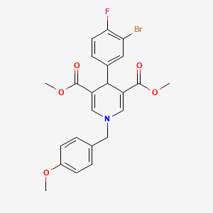 molecular formula C23H21BrFNO5 B11222046 Dimethyl 4-(3-bromo-4-fluorophenyl)-1-(4-methoxybenzyl)-1,4-dihydropyridine-3,5-dicarboxylate 