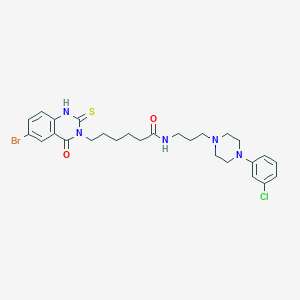 6-(6-bromo-4-oxo-2-thioxo-1,2-dihydroquinazolin-3(4H)-yl)-N-(3-(4-(3-chlorophenyl)piperazin-1-yl)propyl)hexanamide