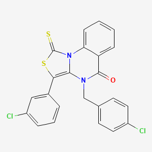 3-(3-Chlorophenyl)-4-[(4-chlorophenyl)methyl]-1-sulfanylidene-[1,3]thiazolo[3,4-a]quinazolin-5-one