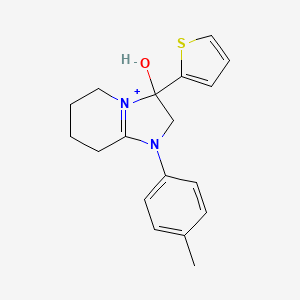 3-Hydroxy-1-(4-methylphenyl)-3-(2-thienyl)-2,3,5,6,7,8-hexahydroimidazo[1,2-A]pyridin-1-ium