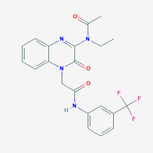 molecular formula C21H19F3N4O3 B11222136 N-ethyl-N-[3-oxo-4-(2-oxo-2-{[3-(trifluoromethyl)phenyl]amino}ethyl)-3,4-dihydroquinoxalin-2-yl]acetamide 