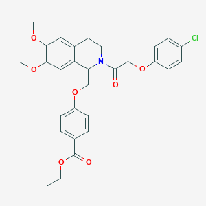 Ethyl 4-({2-[2-(4-chlorophenoxy)acetyl]-6,7-dimethoxy-1,2,3,4-tetrahydroisoquinolin-1-YL}methoxy)benzoate