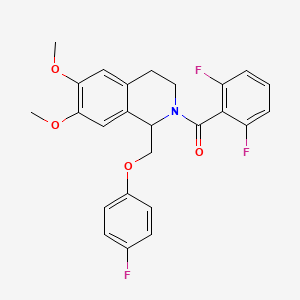 molecular formula C25H22F3NO4 B11222192 (2,6-difluorophenyl)(1-((4-fluorophenoxy)methyl)-6,7-dimethoxy-3,4-dihydroisoquinolin-2(1H)-yl)methanone 