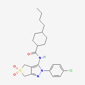 4-butyl-N-(2-(4-chlorophenyl)-5,5-dioxido-4,6-dihydro-2H-thieno[3,4-c]pyrazol-3-yl)cyclohexanecarboxamide