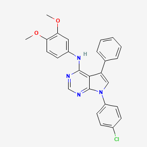 molecular formula C26H21ClN4O2 B11222241 7-(4-chlorophenyl)-N-(3,4-dimethoxyphenyl)-5-phenyl-7H-pyrrolo[2,3-d]pyrimidin-4-amine 