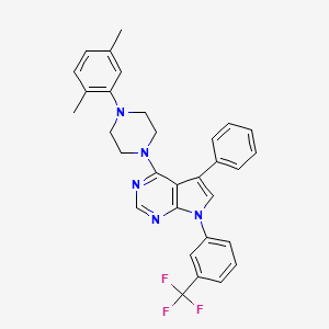 molecular formula C31H28F3N5 B11222252 4-[4-(2,5-dimethylphenyl)piperazin-1-yl]-5-phenyl-7-[3-(trifluoromethyl)phenyl]-7H-pyrrolo[2,3-d]pyrimidine 