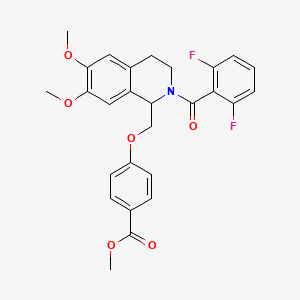 molecular formula C27H25F2NO6 B11222290 Methyl 4-((2-(2,6-difluorobenzoyl)-6,7-dimethoxy-1,2,3,4-tetrahydroisoquinolin-1-yl)methoxy)benzoate 