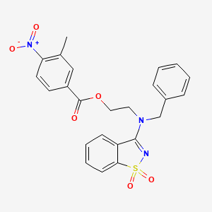 molecular formula C24H21N3O6S B11222327 2-[Benzyl(1,1-dioxido-1,2-benzothiazol-3-yl)amino]ethyl 3-methyl-4-nitrobenzoate 