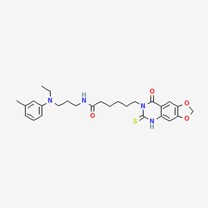 N-{3-[ethyl(3-methylphenyl)amino]propyl}-6-(8-oxo-6-thioxo-5,8-dihydro[1,3]dioxolo[4,5-g]quinazolin-7(6H)-yl)hexanamide