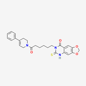 molecular formula C26H27N3O4S B11222389 7-[6-oxo-6-(4-phenyl-3,6-dihydro-2H-pyridin-1-yl)hexyl]-6-sulfanylidene-5H-[1,3]dioxolo[4,5-g]quinazolin-8-one 