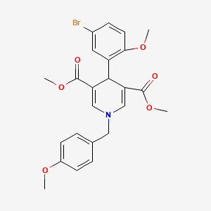 molecular formula C24H24BrNO6 B11222405 Dimethyl 4-(5-bromo-2-methoxyphenyl)-1-(4-methoxybenzyl)-1,4-dihydropyridine-3,5-dicarboxylate 