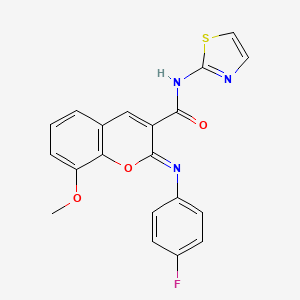 (2Z)-2-[(4-fluorophenyl)imino]-8-methoxy-N-(1,3-thiazol-2-yl)-2H-chromene-3-carboxamide