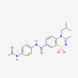 molecular formula C21H24N4O4S B11222461 N-[4-(acetylamino)phenyl]-3-methyl-4-(2-methylpropyl)-4H-1,2,4-benzothiadiazine-7-carboxamide 1,1-dioxide 