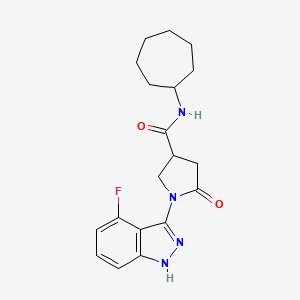 molecular formula C19H23FN4O2 B11222479 N-cycloheptyl-1-(4-fluoro-1H-indazol-3-yl)-5-oxo-3-pyrrolidinecarboxamide 