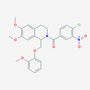 (4-chloro-3-nitrophenyl)(6,7-dimethoxy-1-((2-methoxyphenoxy)methyl)-3,4-dihydroisoquinolin-2(1H)-yl)methanone