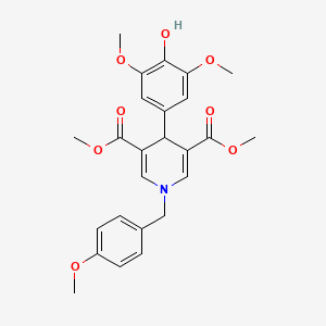 molecular formula C25H27NO8 B11222553 Dimethyl 4-(4-hydroxy-3,5-dimethoxyphenyl)-1-(4-methoxybenzyl)-1,4-dihydropyridine-3,5-dicarboxylate 