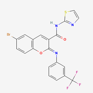 (2Z)-6-bromo-N-(1,3-thiazol-2-yl)-2-{[3-(trifluoromethyl)phenyl]imino}-2H-chromene-3-carboxamide