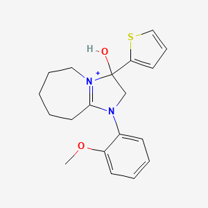 3-hydroxy-1-(2-methoxyphenyl)-3-(thiophen-2-yl)-2,5,6,7,8,9-hexahydro-3H-imidazo[1,2-a]azepin-1-ium