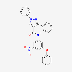 molecular formula C28H20N4O4 B11222585 N-(3-nitro-5-phenoxyphenyl)-1,3-diphenyl-1H-pyrazole-4-carboxamide 