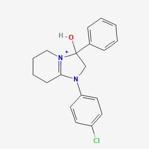 molecular formula C19H20ClN2O+ B11222596 1-(4-Chlorophenyl)-3-hydroxy-3-phenyl-2,3,5,6,7,8-hexahydroimidazo[1,2-a]pyridin-1-ium 