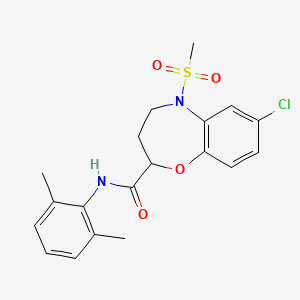 molecular formula C19H21ClN2O4S B11222636 7-chloro-N-(2,6-dimethylphenyl)-5-(methylsulfonyl)-2,3,4,5-tetrahydro-1,5-benzoxazepine-2-carboxamide 