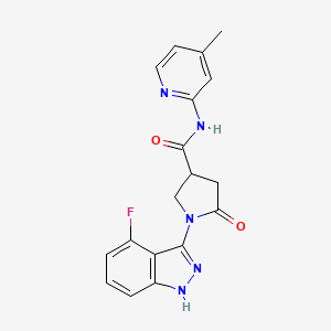 molecular formula C18H16FN5O2 B11222672 1-(4-fluoro-1H-indazol-3-yl)-N-(4-methylpyridin-2-yl)-5-oxopyrrolidine-3-carboxamide 