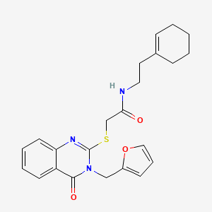 molecular formula C23H25N3O3S B11222676 N-[2-(cyclohex-1-en-1-yl)ethyl]-2-{[3-(furan-2-ylmethyl)-4-oxo-3,4-dihydroquinazolin-2-yl]sulfanyl}acetamide 