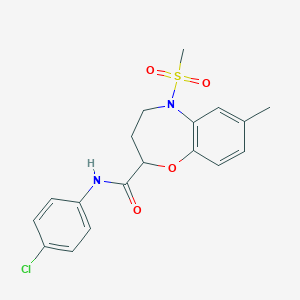 N-(4-chlorophenyl)-7-methyl-5-(methylsulfonyl)-2,3,4,5-tetrahydro-1,5-benzoxazepine-2-carboxamide