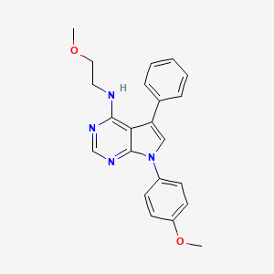 molecular formula C22H22N4O2 B11222737 N-(2-methoxyethyl)-7-(4-methoxyphenyl)-5-phenyl-7H-pyrrolo[2,3-d]pyrimidin-4-amine 