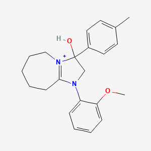 molecular formula C22H27N2O2+ B11222747 3-hydroxy-1-(2-methoxyphenyl)-3-(4-methylphenyl)-2,5,6,7,8,9-hexahydro-3H-imidazo[1,2-a]azepin-1-ium 