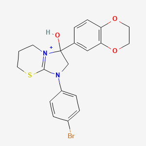 molecular formula C20H20BrN2O3S+ B11222750 1-(4-bromophenyl)-3-(2,3-dihydro-1,4-benzodioxin-6-yl)-3-hydroxy-2,3,6,7-tetrahydro-5H-imidazo[2,1-b][1,3]thiazin-1-ium 