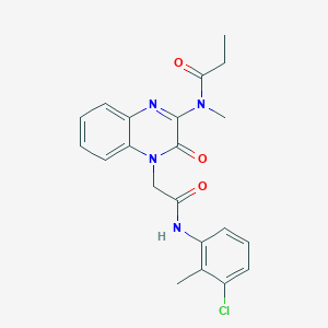 molecular formula C21H21ClN4O3 B11222789 N-(4-{2-[(3-chloro-2-methylphenyl)amino]-2-oxoethyl}-3-oxo-3,4-dihydroquinoxalin-2-yl)-N-methylpropanamide 