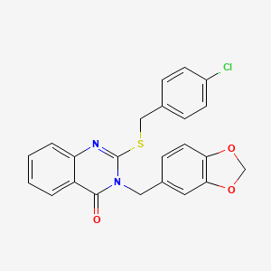 molecular formula C23H17ClN2O3S B11222804 3-(1,3-benzodioxol-5-ylmethyl)-2-[(4-chlorobenzyl)sulfanyl]quinazolin-4(3H)-one 