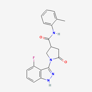 molecular formula C19H17FN4O2 B11222812 1-(4-fluoro-1H-indazol-3-yl)-N-(2-methylphenyl)-5-oxopyrrolidine-3-carboxamide 