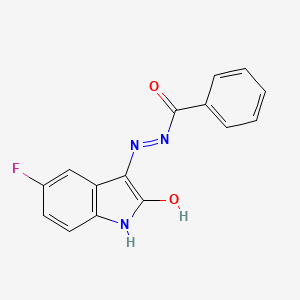 N'-[(3E)-5-Fluoro-2-oxo-2,3-dihydro-1H-indol-3-ylidene]benzohydrazide