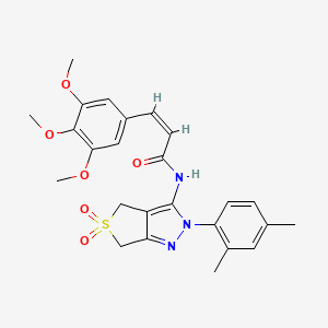 molecular formula C25H27N3O6S B11222835 (Z)-N-(2-(2,4-dimethylphenyl)-5,5-dioxido-4,6-dihydro-2H-thieno[3,4-c]pyrazol-3-yl)-3-(3,4,5-trimethoxyphenyl)acrylamide 