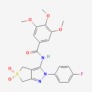 molecular formula C21H20FN3O6S B11222842 N-(2-(4-fluorophenyl)-5,5-dioxido-4,6-dihydro-2H-thieno[3,4-c]pyrazol-3-yl)-3,4,5-trimethoxybenzamide 