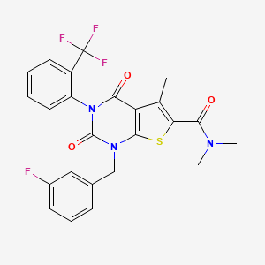 molecular formula C24H19F4N3O3S B11222857 1-[(3-fluorophenyl)methyl]-N,N,5-trimethyl-2,4-dioxo-3-[2-(trifluoromethyl)phenyl]thieno[2,3-d]pyrimidine-6-carboxamide 