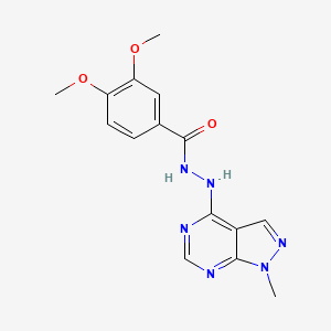 molecular formula C15H16N6O3 B11222878 3,4-Dimethoxy-N'-{1-methyl-1H-pyrazolo[3,4-D]pyrimidin-4-YL}benzohydrazide 