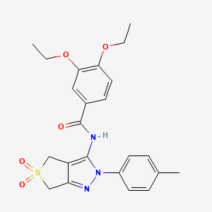 molecular formula C23H25N3O5S B11222891 3,4-diethoxy-N-[2-(4-methylphenyl)-5,5-dioxido-2,6-dihydro-4H-thieno[3,4-c]pyrazol-3-yl]benzamide 