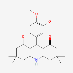 molecular formula C25H31NO4 B11222905 9-(3,4-Dimethoxyphenyl)-3,3,6,6-tetramethyl-1,2,3,4,5,6,7,8,9,10-decahydroacridine-1,8-dione 