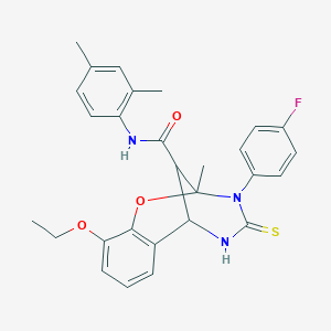 N-(2,4-dimethylphenyl)-10-ethoxy-3-(4-fluorophenyl)-2-methyl-4-thioxo-3,4,5,6-tetrahydro-2H-2,6-methano-1,3,5-benzoxadiazocine-11-carboxamide